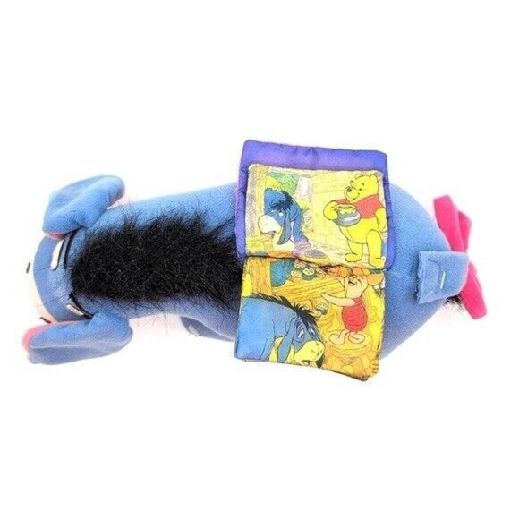 Mattel Eeyore Flip Book Plush Blue 12" On Back Hook Loop Removable Tail Vintage - Picture 6 of 9
